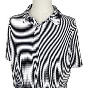 Tasc Performance Bamboo Organic Cotton Polo Shirt Men XXL Stretch Blue Stripe